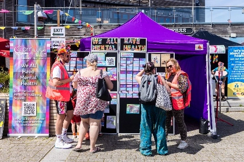 LGBTQ+ support and mental health information points at Cornwall Pride events